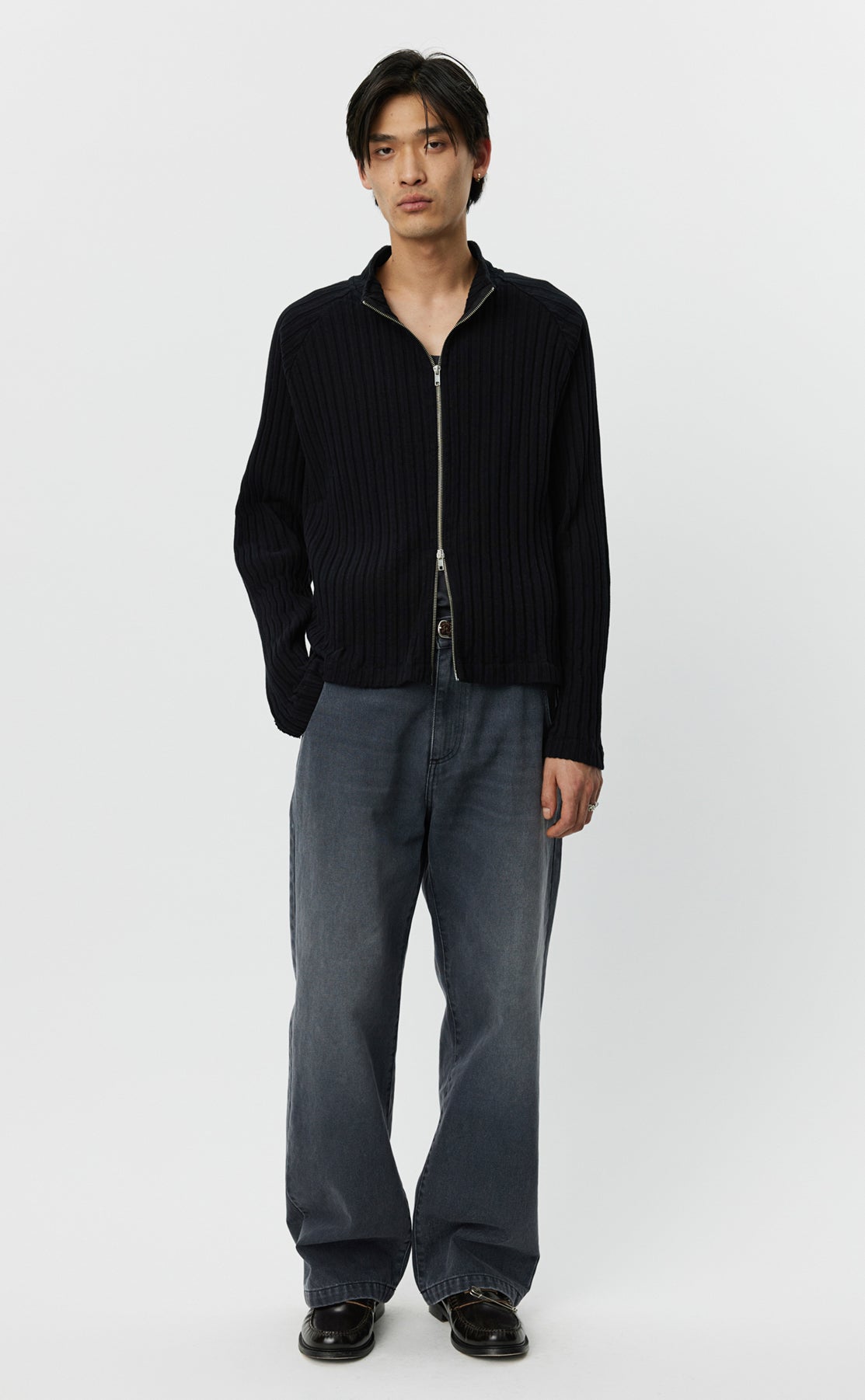 Leisure Zip Up - Black Rib