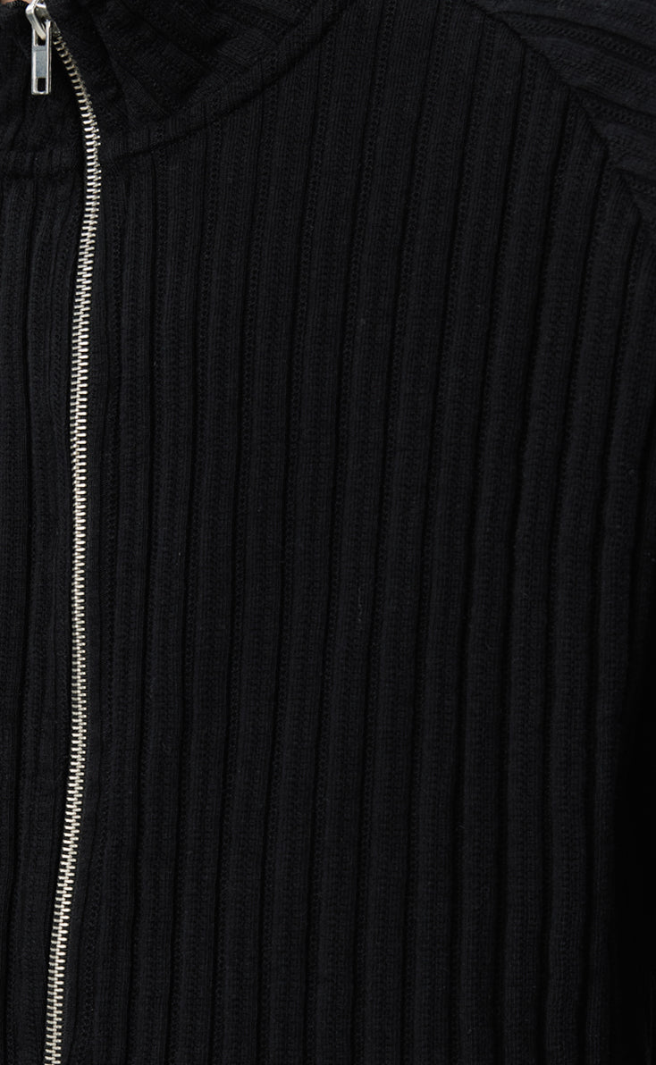 Leisure Zip Up - Black Rib