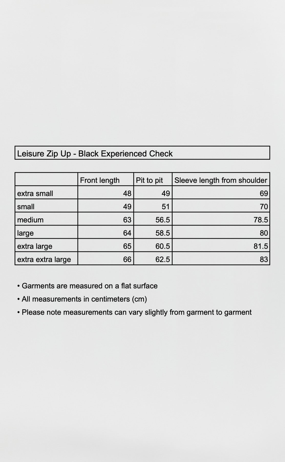 Leisure Zip Up - Black Experienced Check