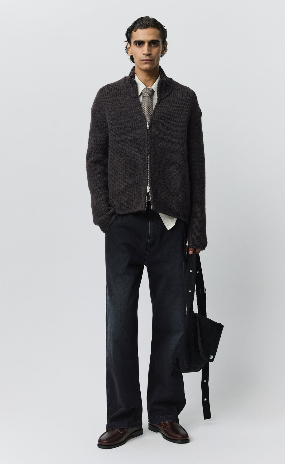 Members Zip Knit - Linty Umber