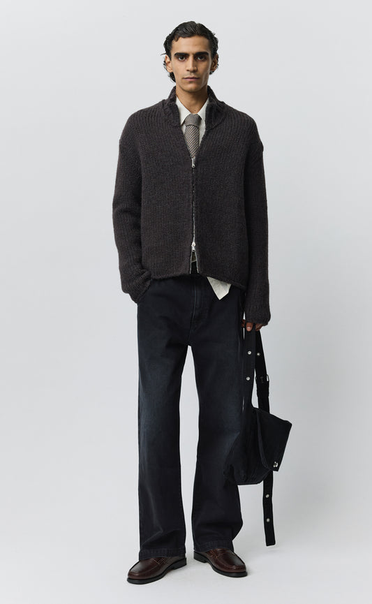 Members Zip Knit - Linty Umber