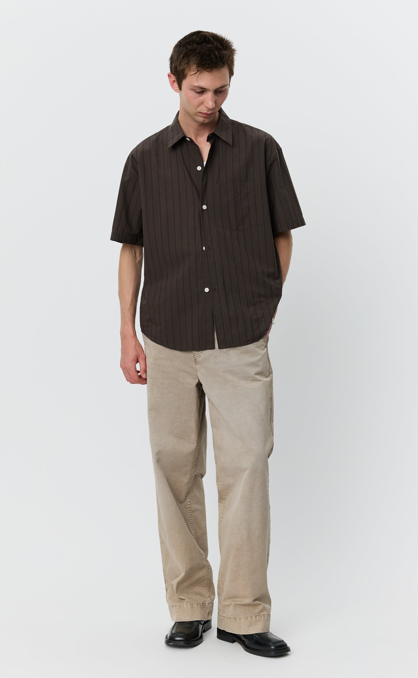 New Input Shirt - Dark Brown Triple Stripe
