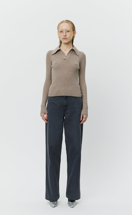 Open Placket Polo - Oatmeal