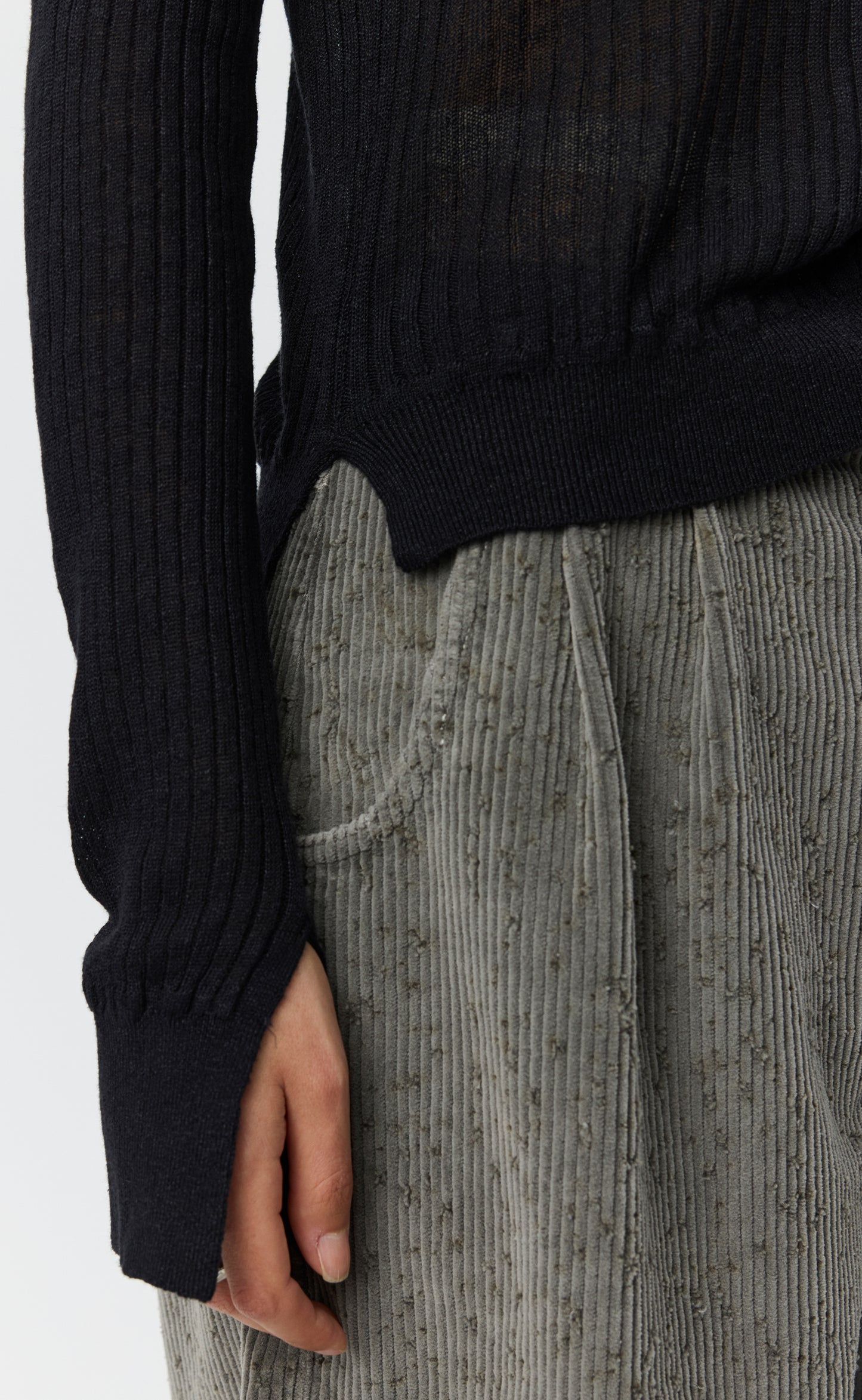 Partial Placket Polo - Black Rib