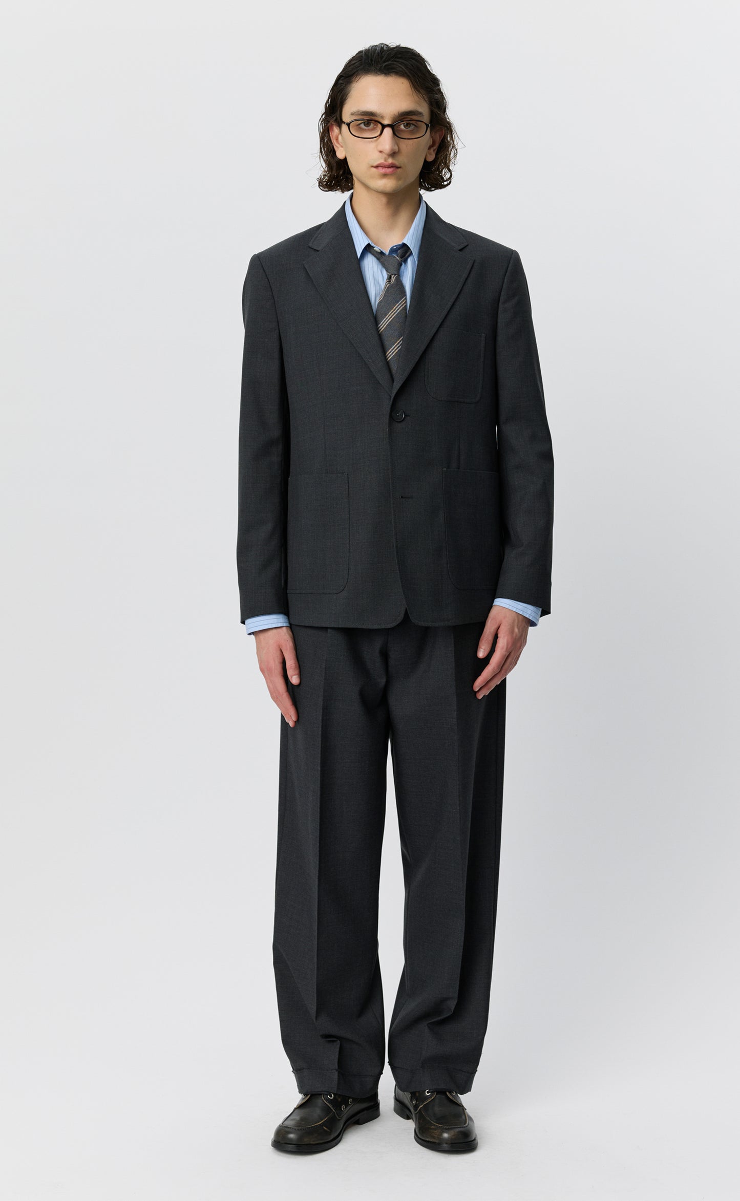 Patch Pocket Blazer - Dark Grey Dry Wool