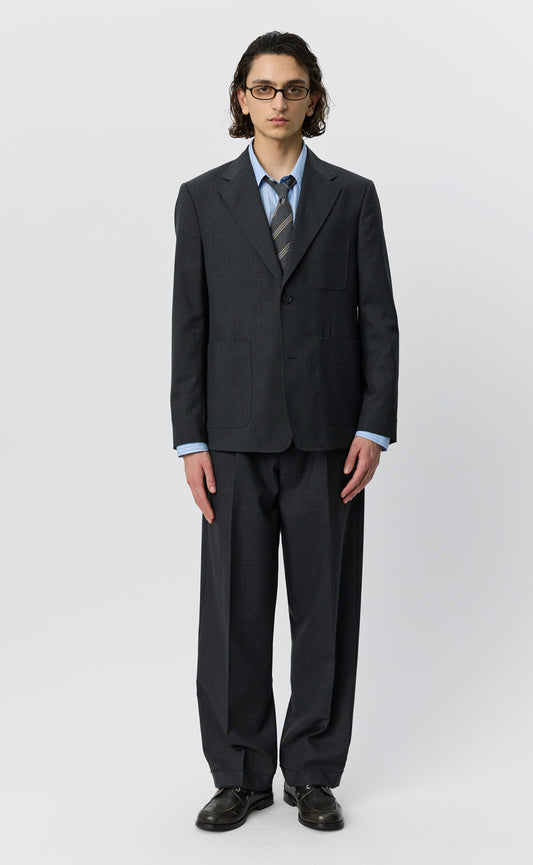 Patch Pocket Blazer - Dark Grey Dry Wool