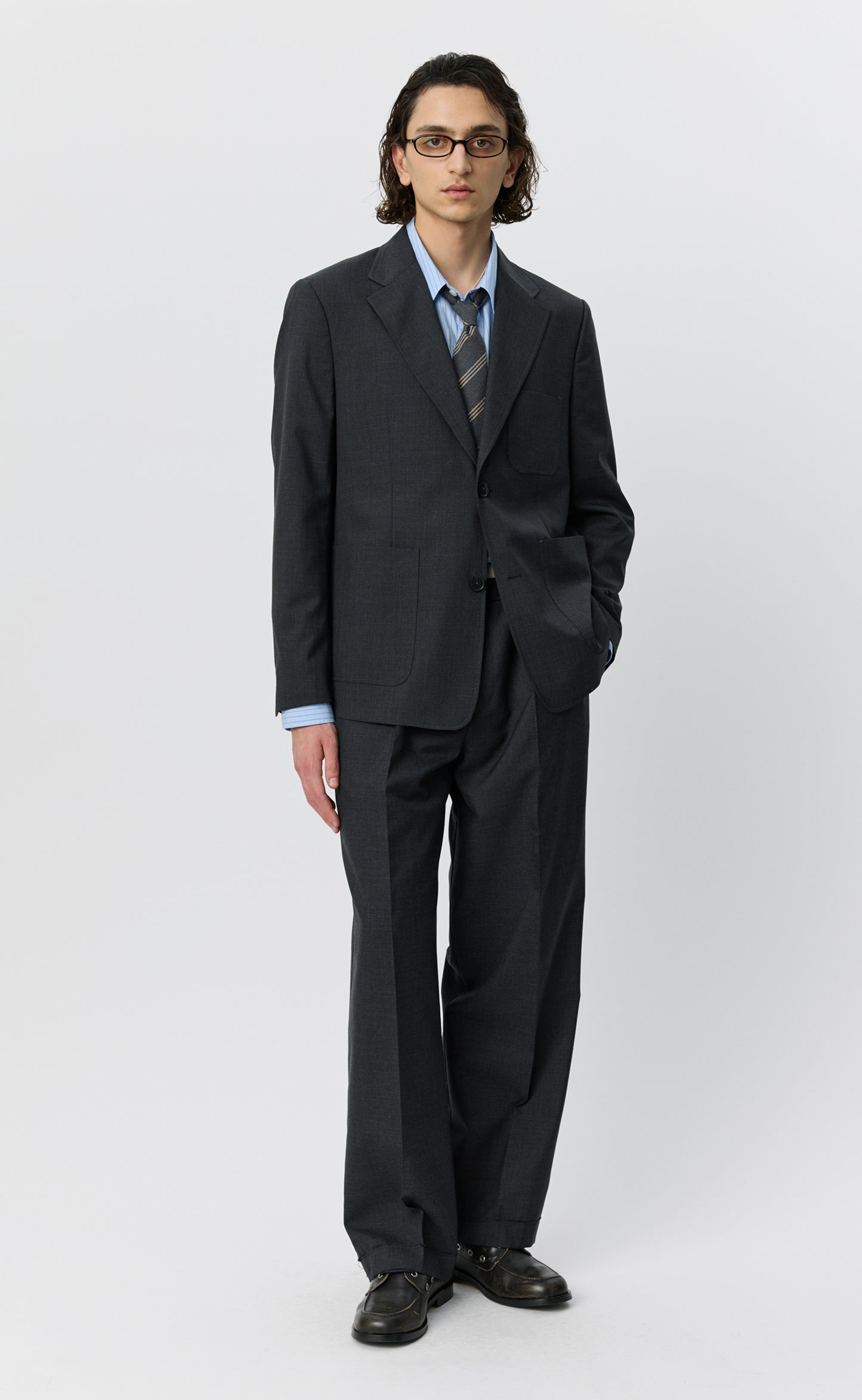 Patch Pocket Blazer - Dark Grey Dry Wool