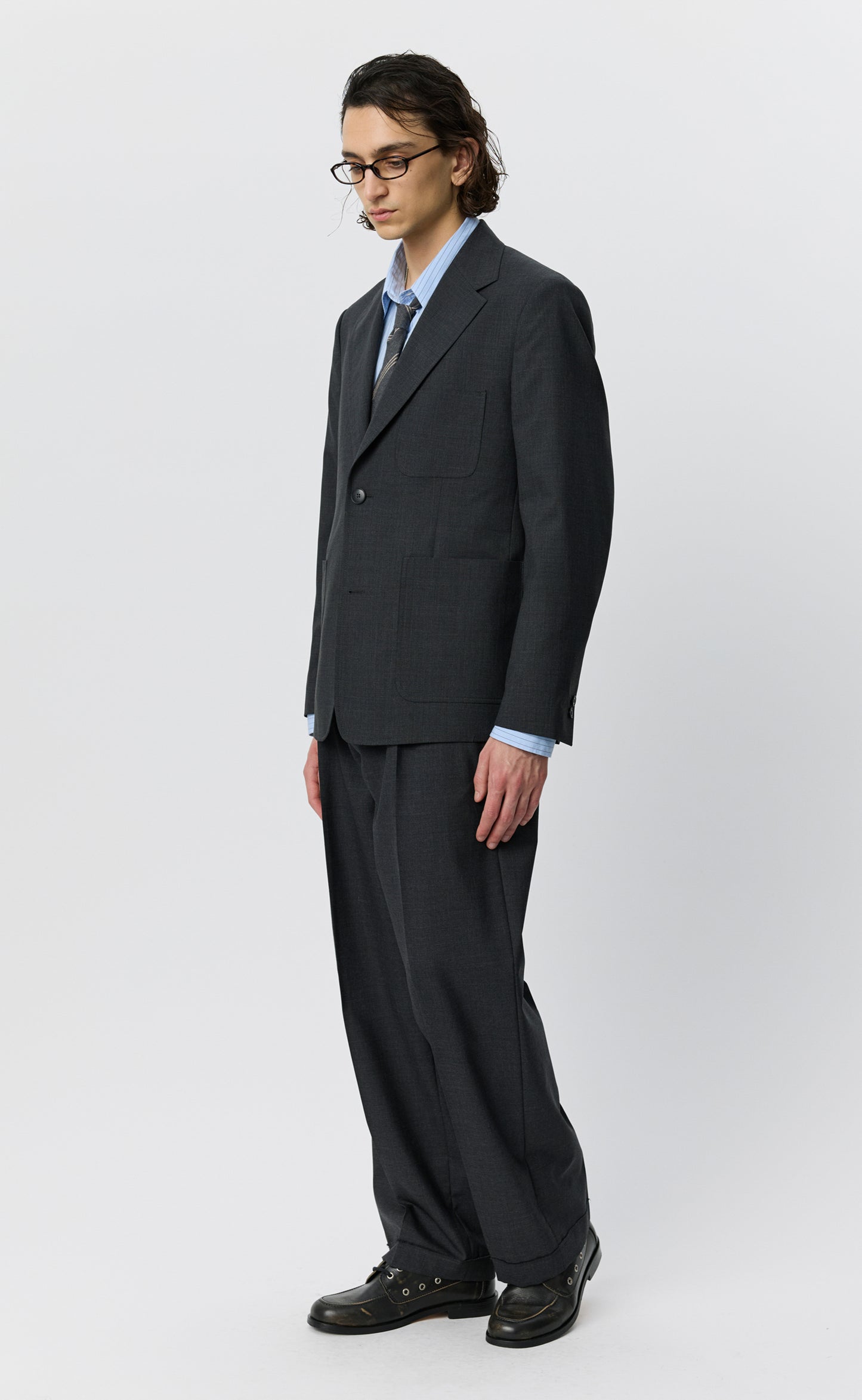 Patch Pocket Blazer - Dark Grey Dry Wool