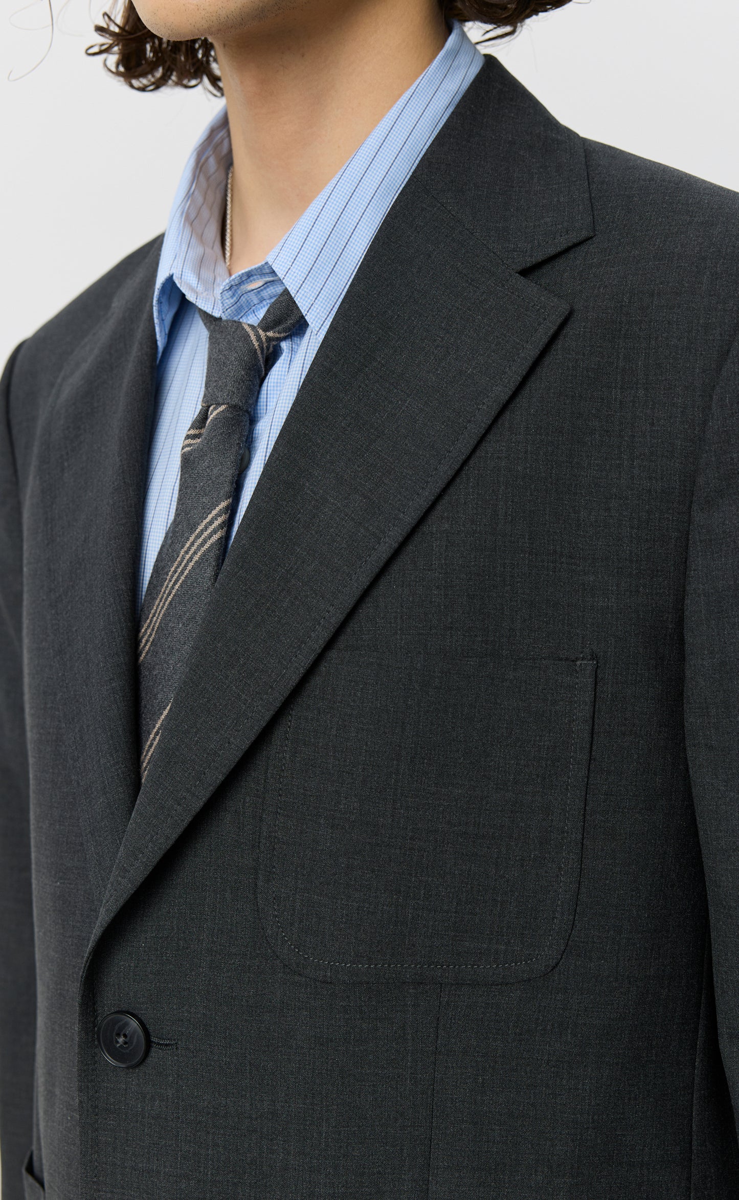 Patch Pocket Blazer - Dark Grey Dry Wool