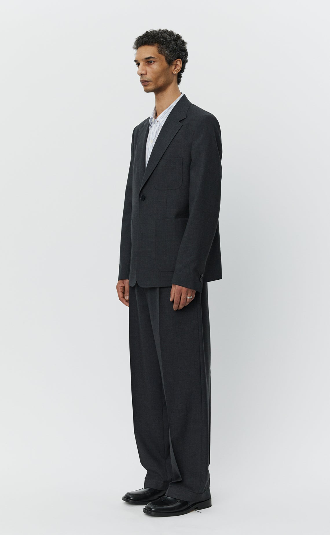 Patch Pocket Blazer - Grey Worsted Wool