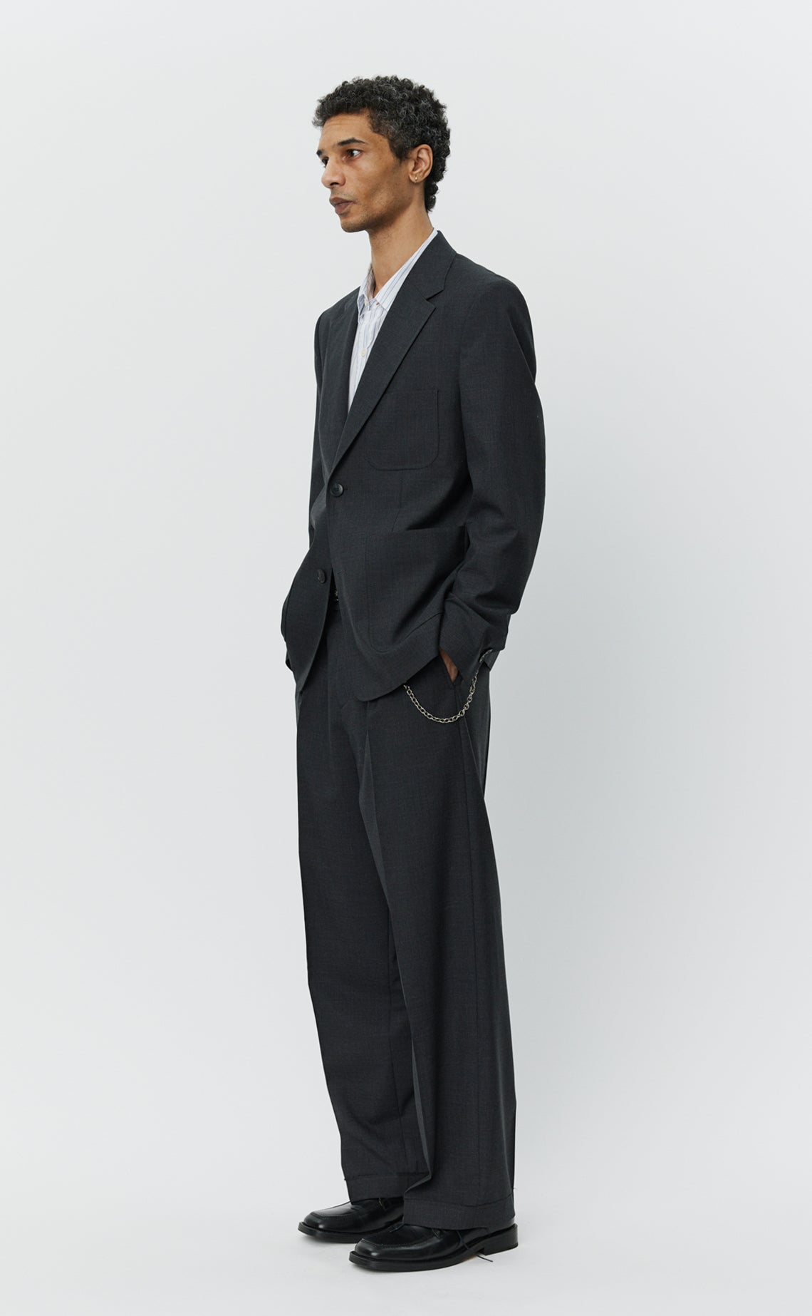 Patch Pocket Blazer - Grey Worsted Wool