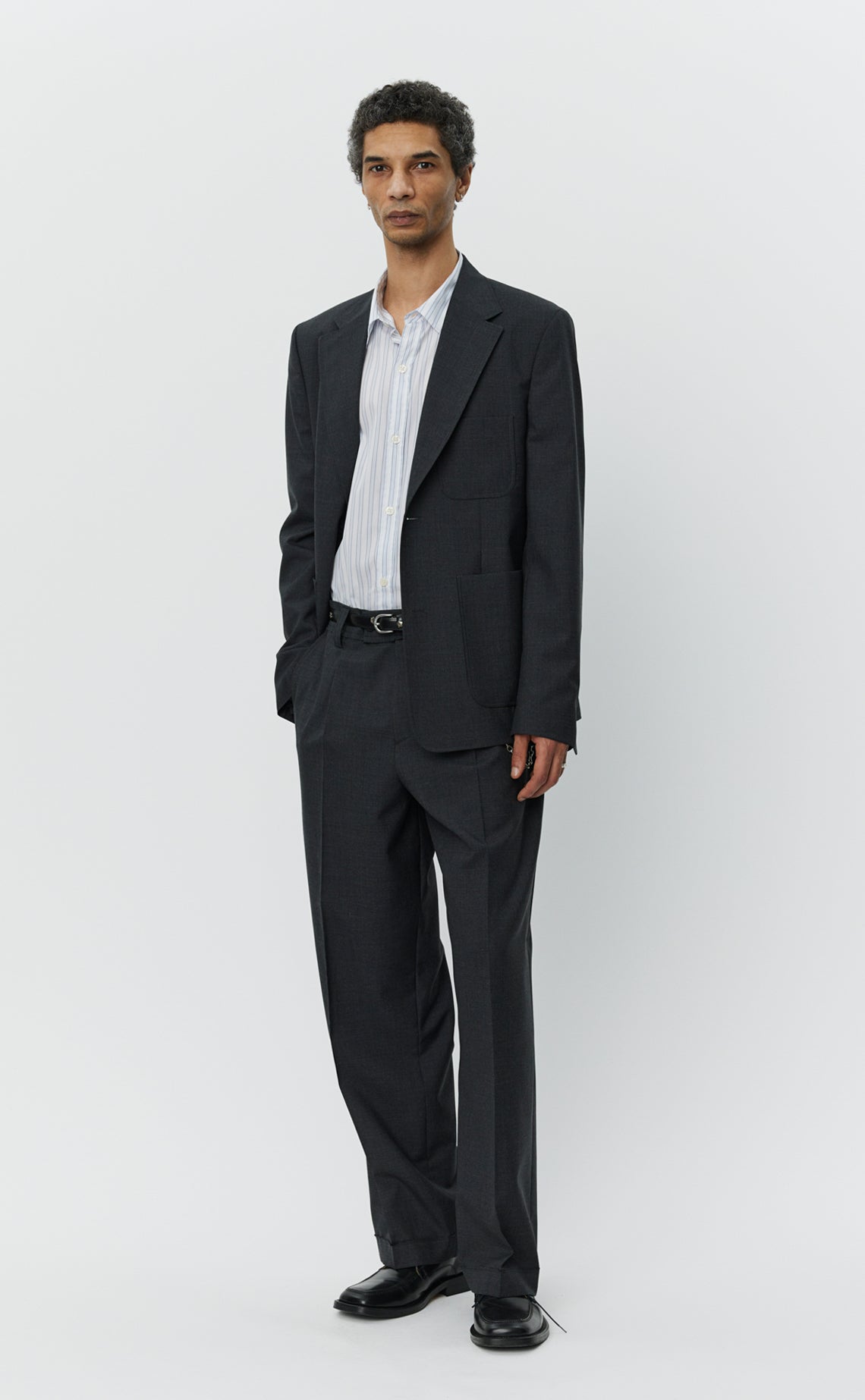 Patch Pocket Blazer - Grey Worsted Wool