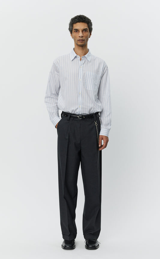 Patch Trousers - Grey Worsted Wool