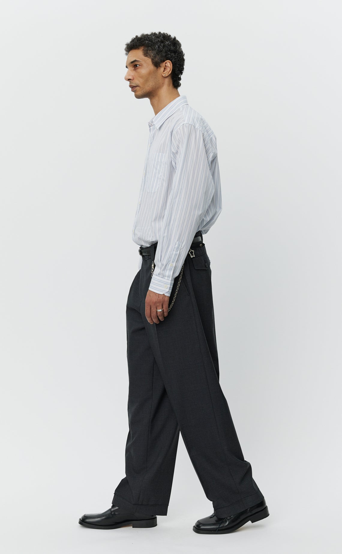 Patch Trousers - Grey Worsted Wool