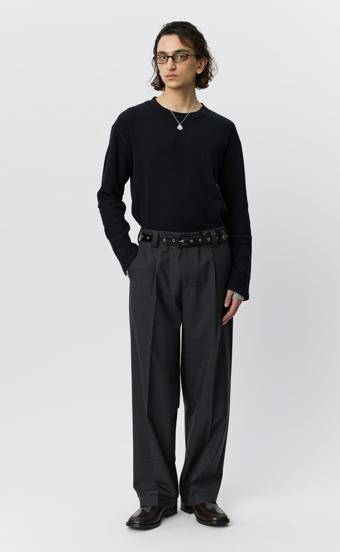 Patch Trousers - Dark Grey Dry Wool