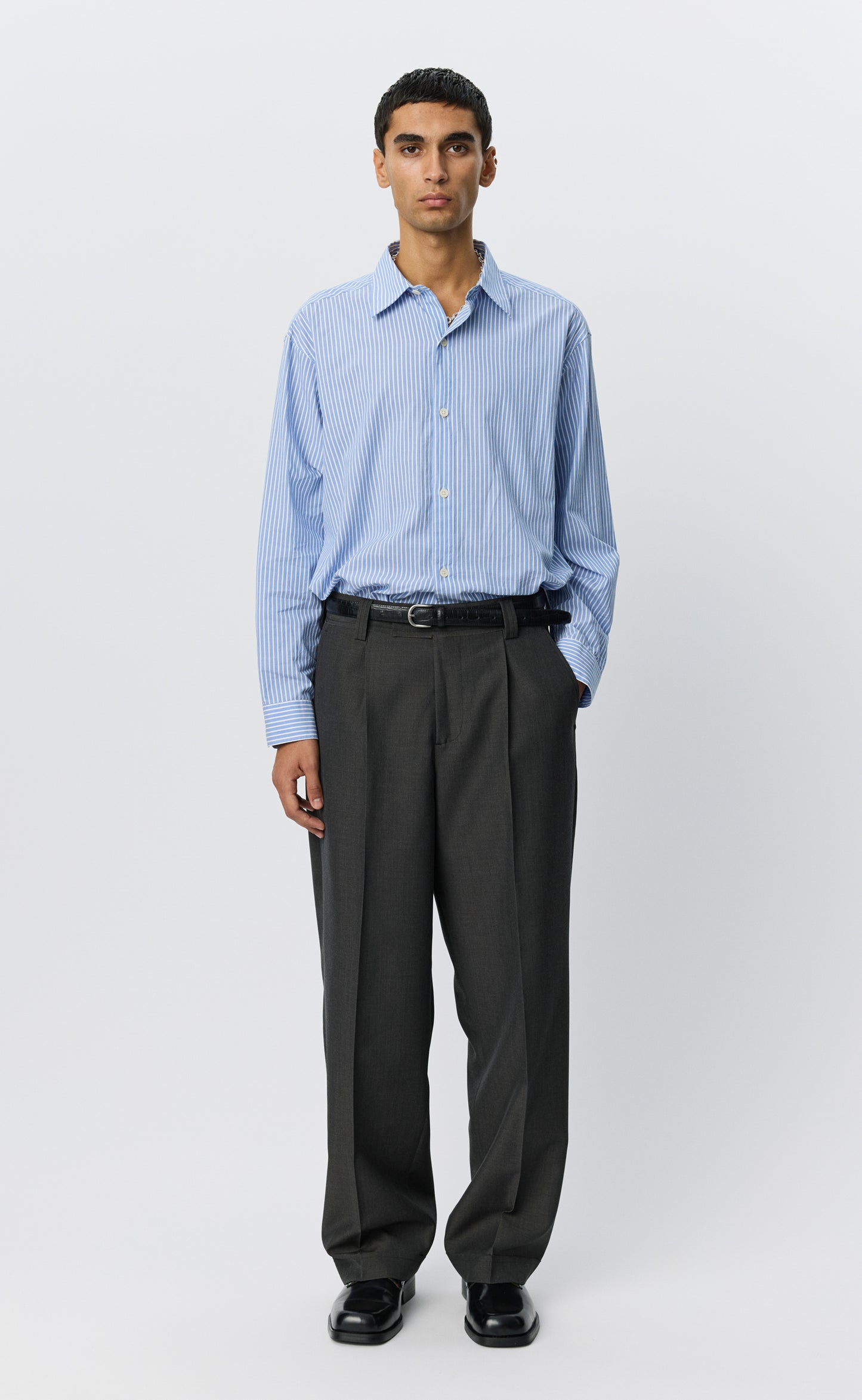 Patch Trousers - Grey Dry Wool