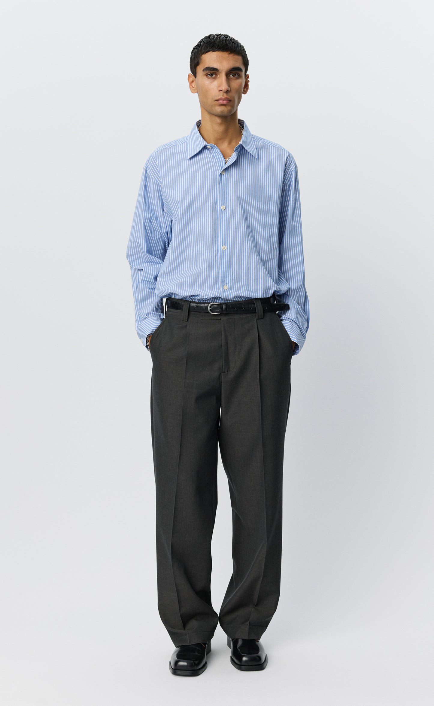 Patch Trousers - Grey Dry Wool