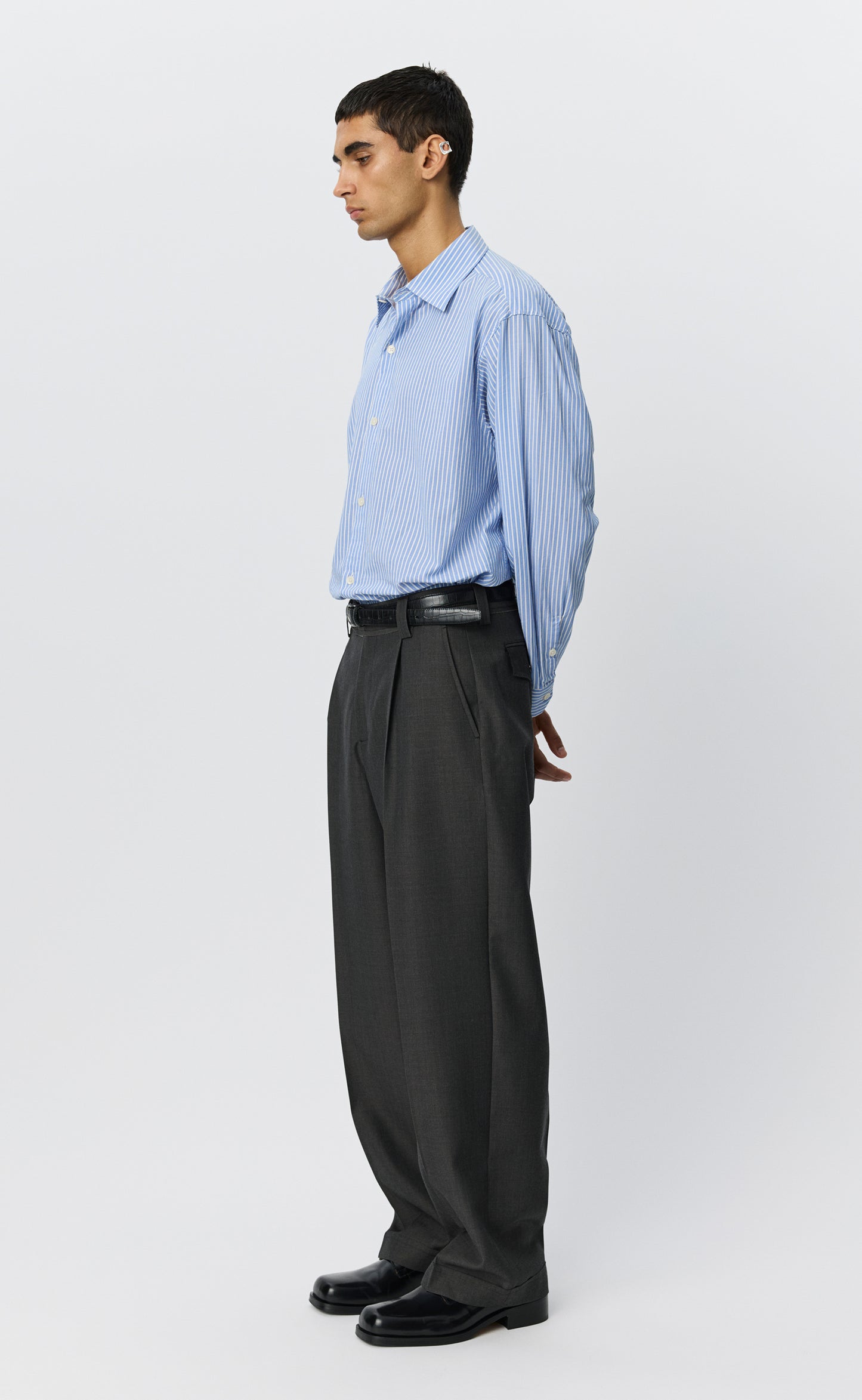 Patch Trousers - Grey Dry Wool