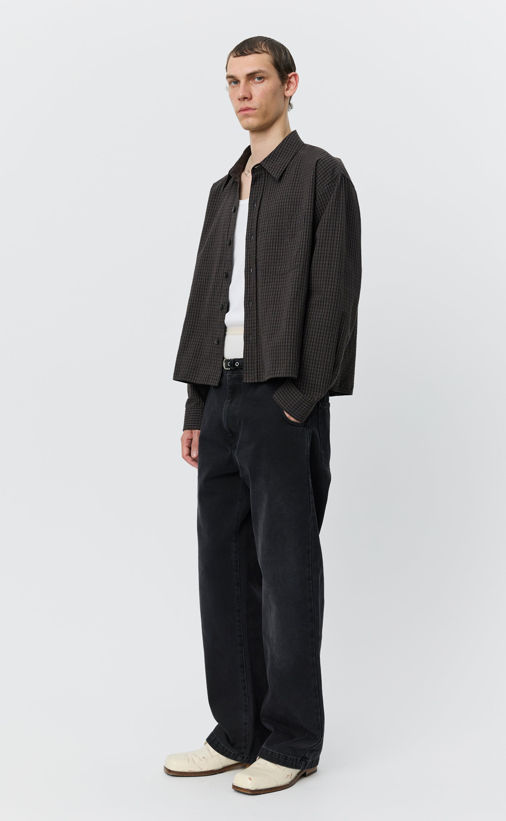 mfpen エムエフペン リネンシャツ PRIORITY カジュアルシャツ S Priority Shirt - Dark Linen Check – mfpen