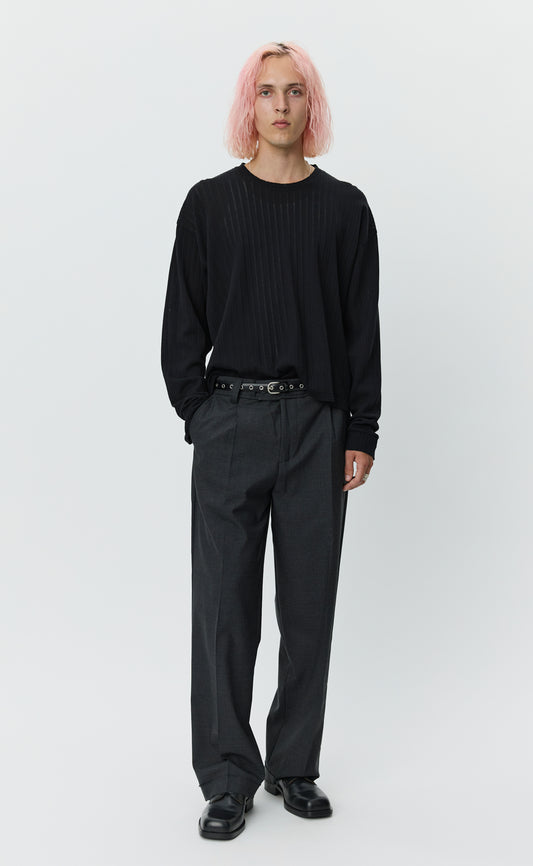 Relaxed LS Tee - Black Lace Stripe