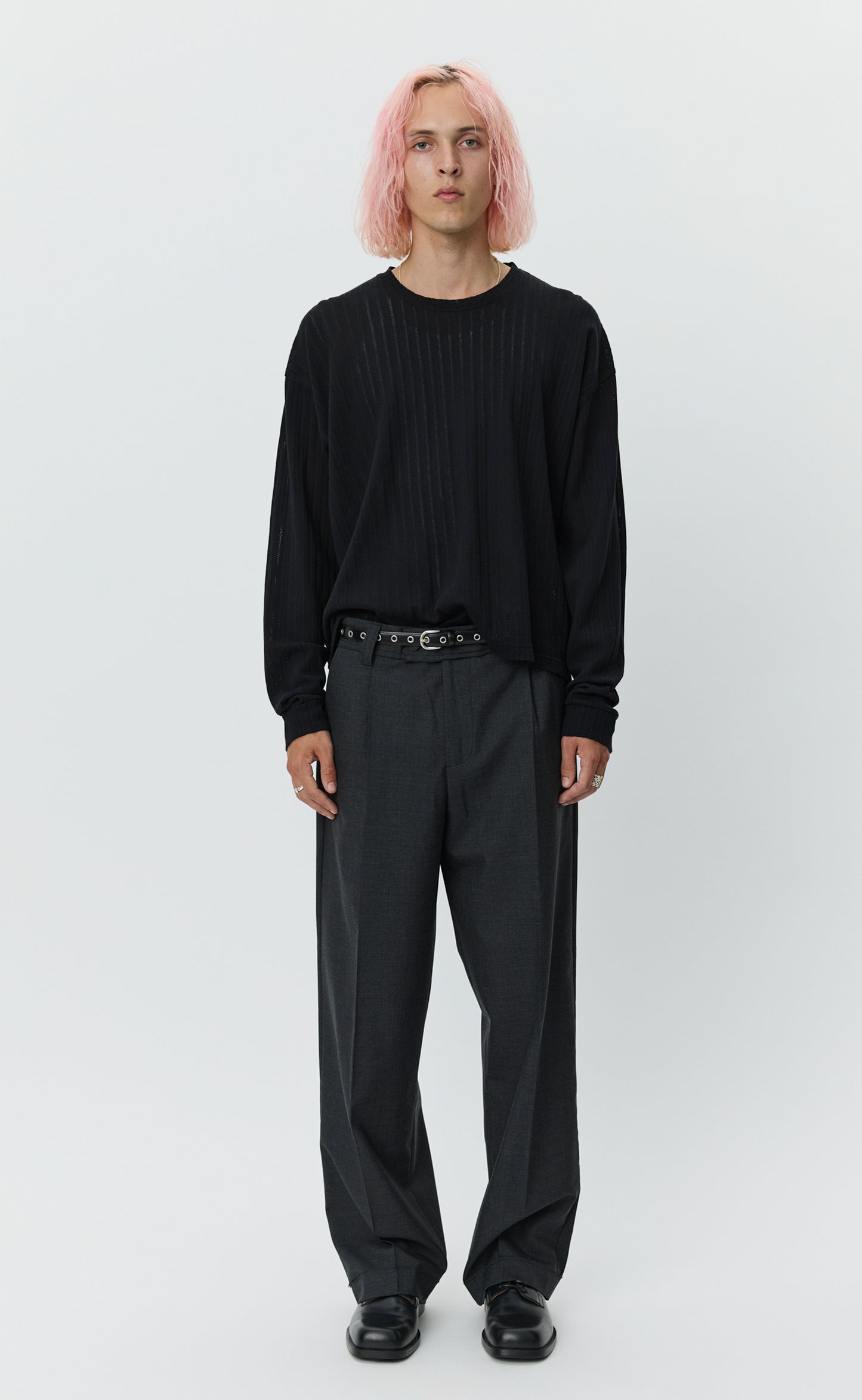 Relaxed LS Tee - Black Lace Stripe