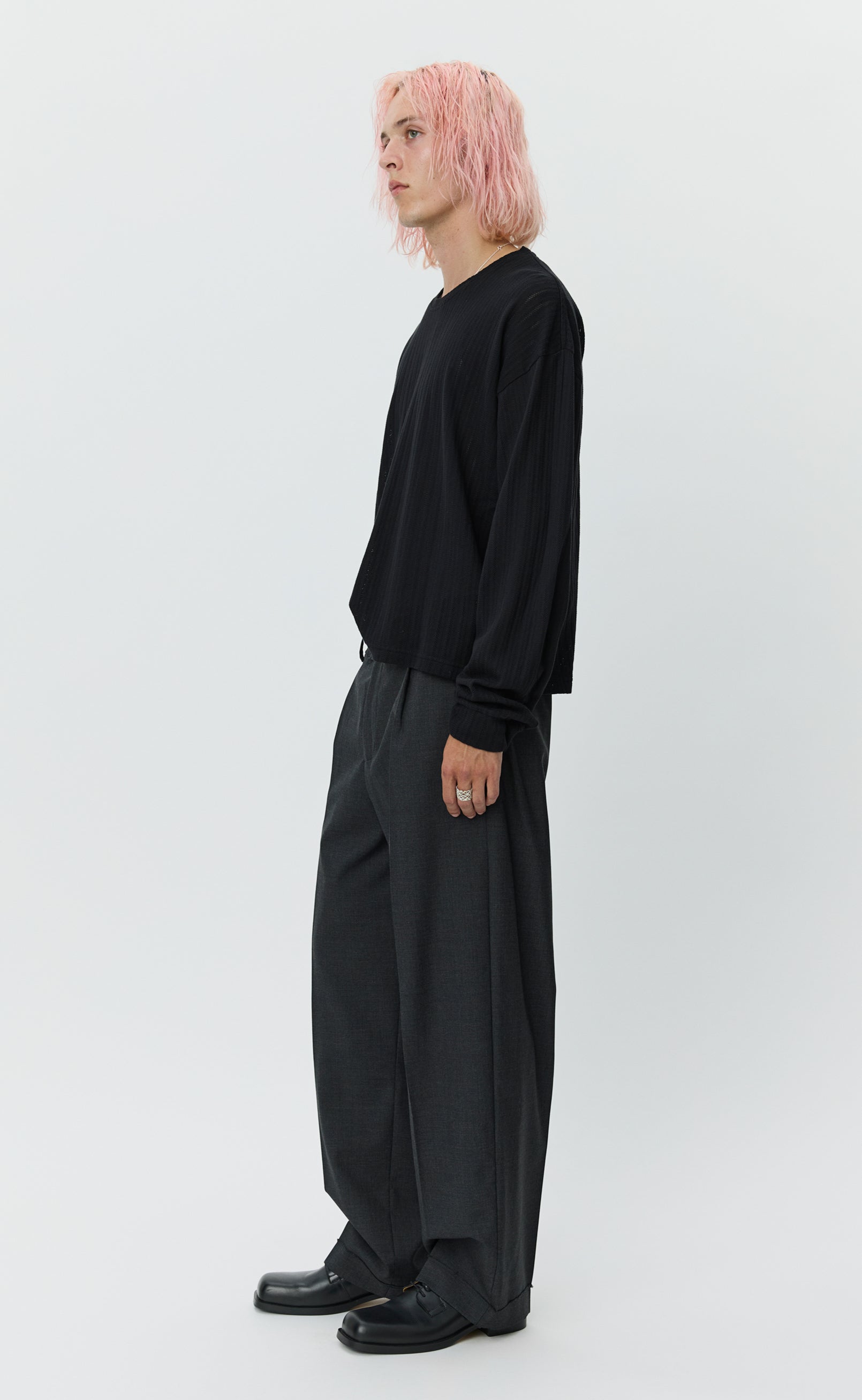 トップス mfpen Merch LS tee 25SS Relaxed LS Tee - Black Lace Stripe – mfpen