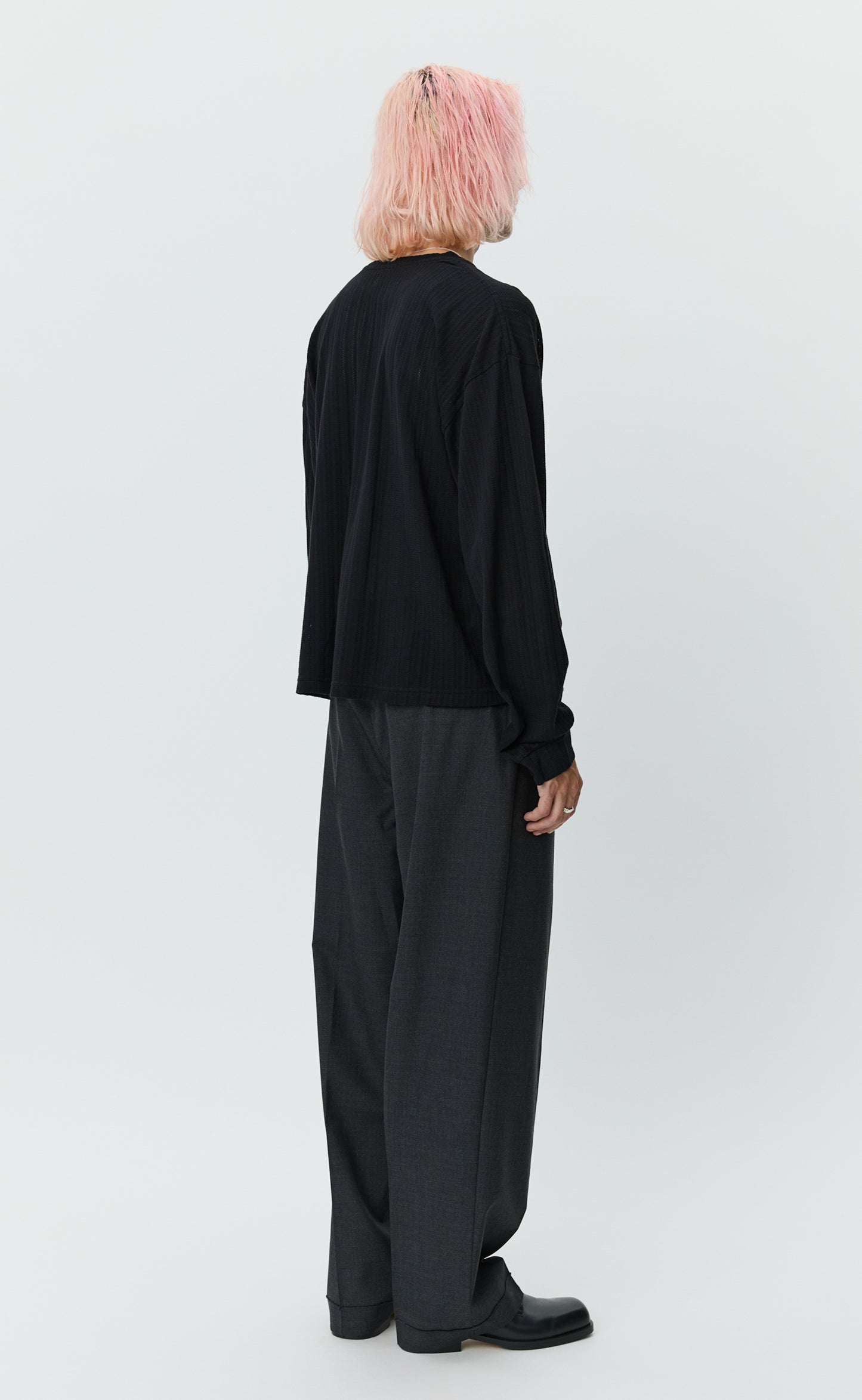 Relaxed LS Tee - Black Lace Stripe