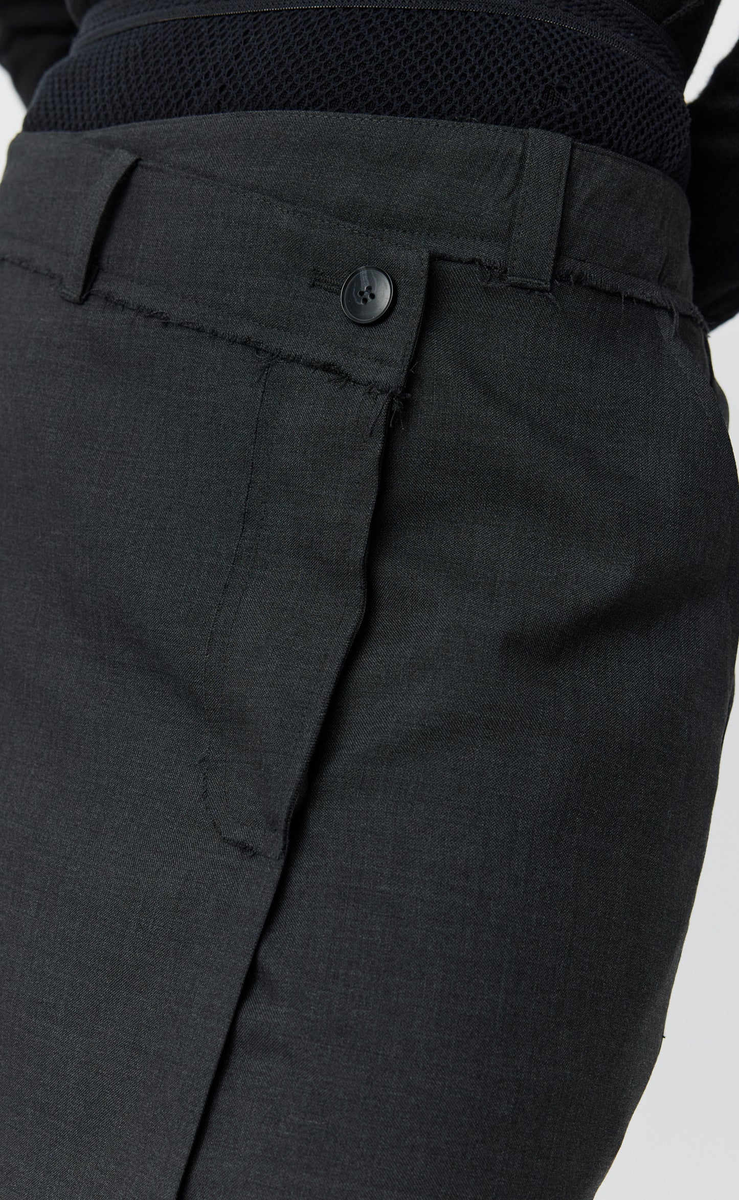 Reworked Skirt - Dark Grey Tropical Wool