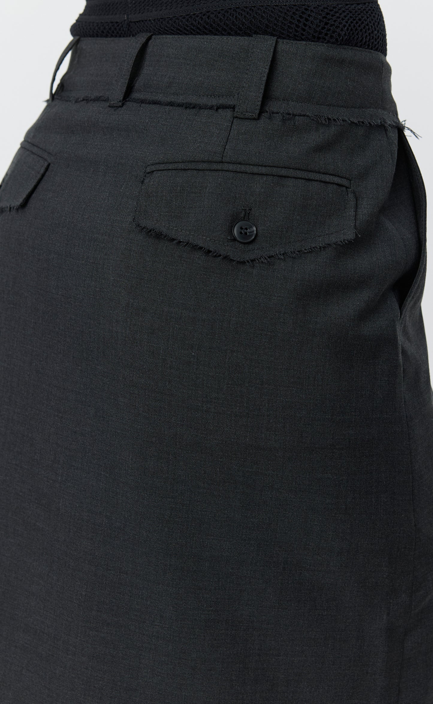 Reworked Skirt - Dark Grey Tropical Wool
