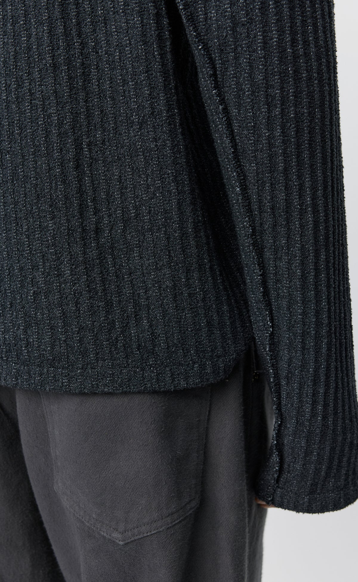 Round Neck Sweater - Grey Bouclé Rib