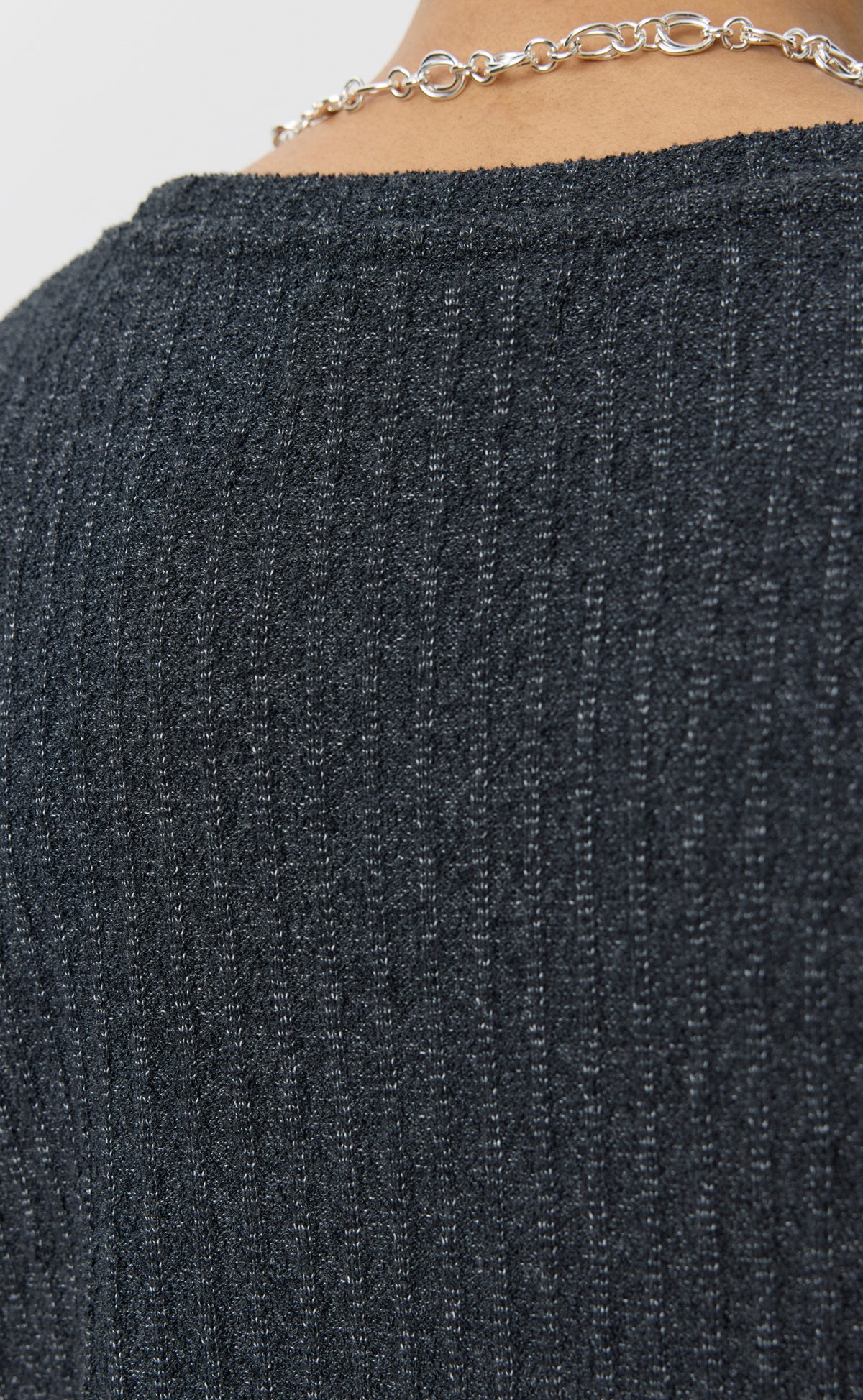 Round Neck Sweater - Grey Bouclé Rib