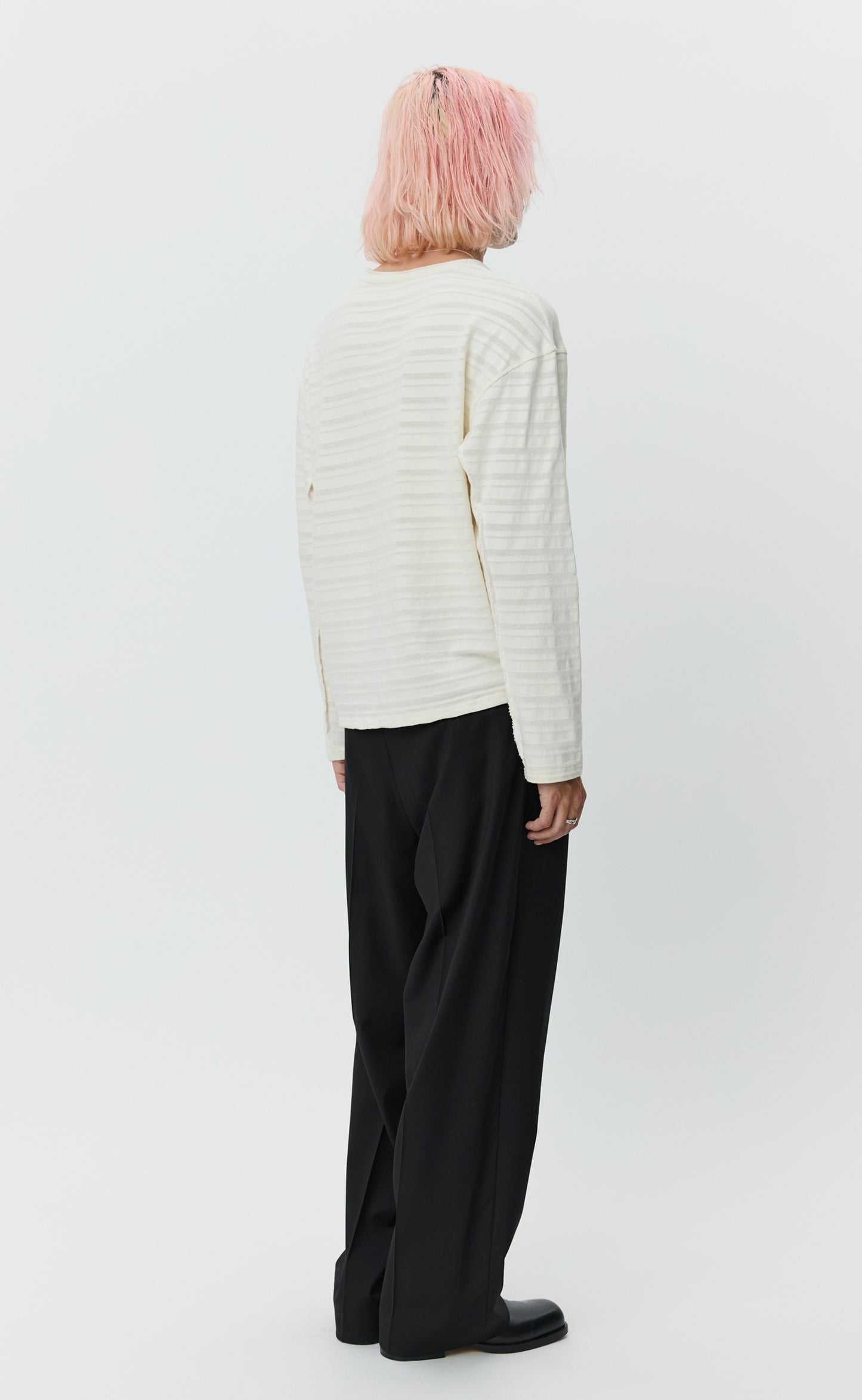 Round Neck Sweater - Off White Stripe