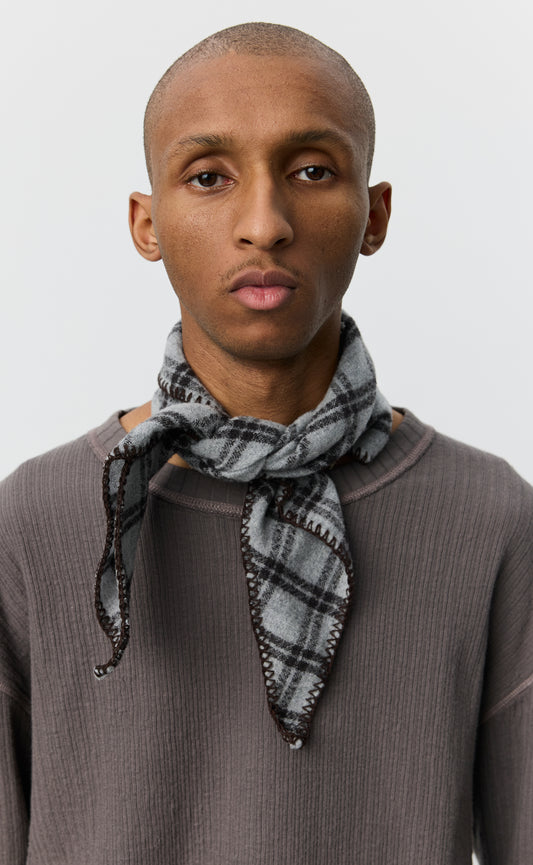 Triangle Scarf - Ash Brown Check