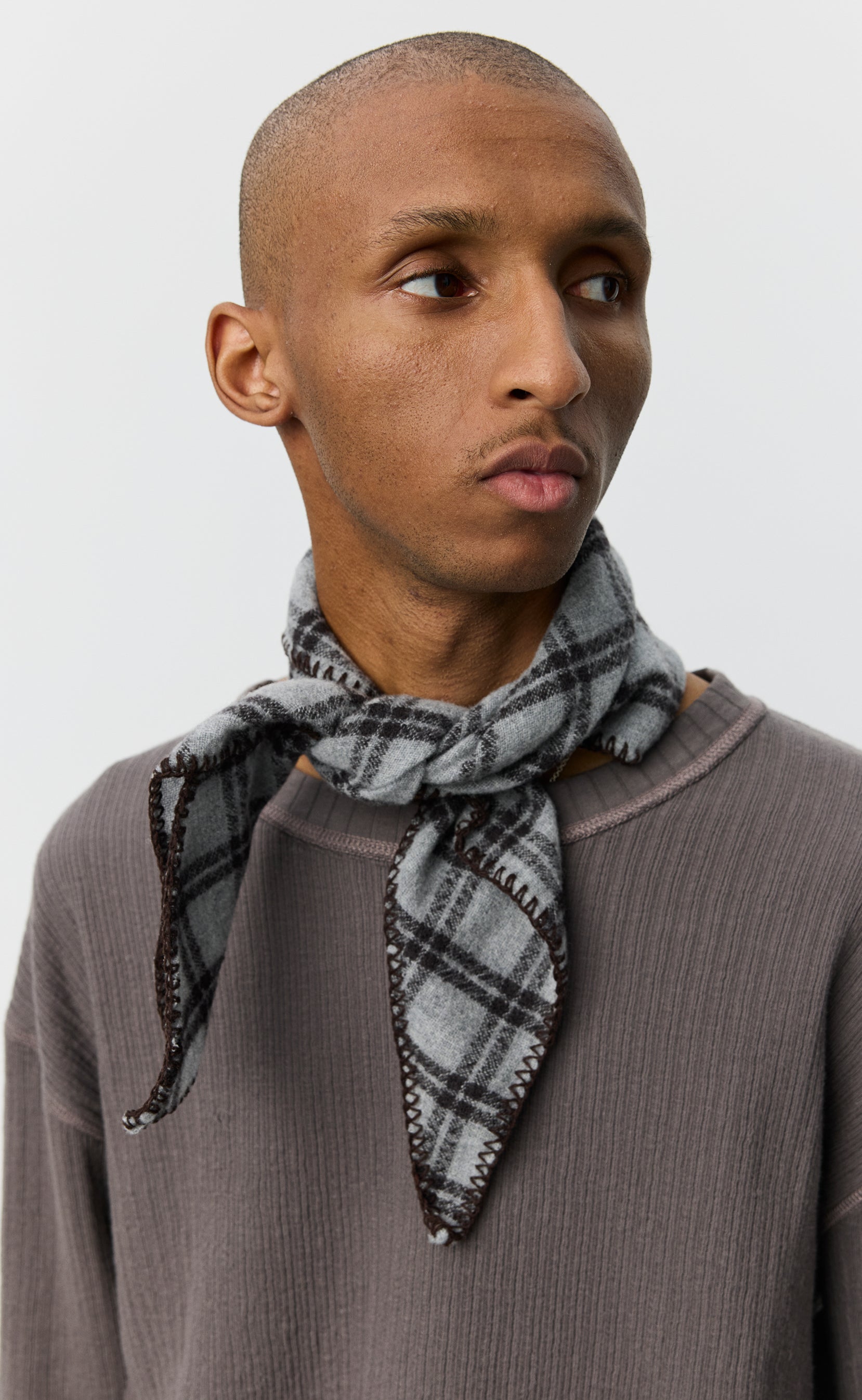 【新品未使用】MFPEN herreekvipering WOOL SCARF Triangle Scarf - Ash Brown Check – mfpen