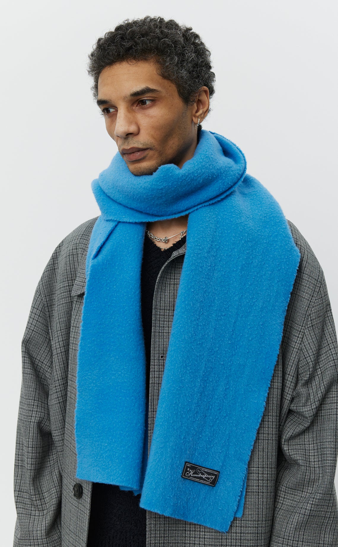 Wool Scarf - Bright Blue Fuzz
