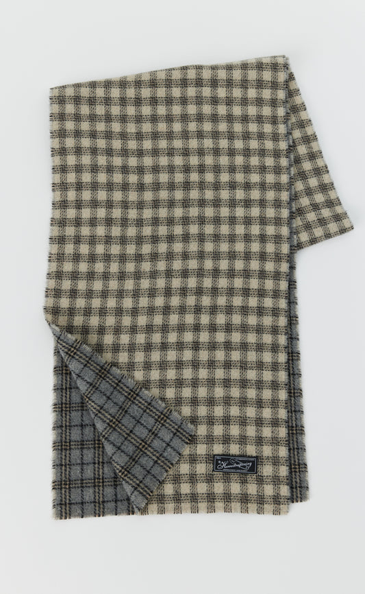 Wool Scarf - Grey Double Faced Check