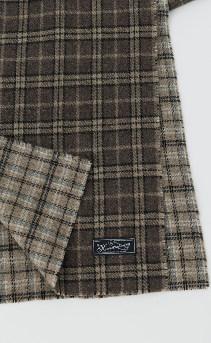 Wool Scarf - Brown Double Faced Check