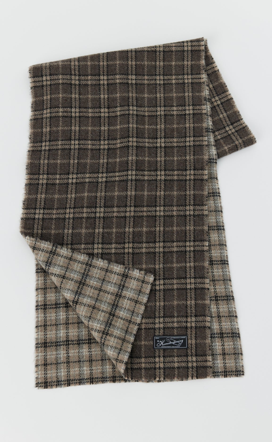 Wool Scarf - Brown Double Faced Check