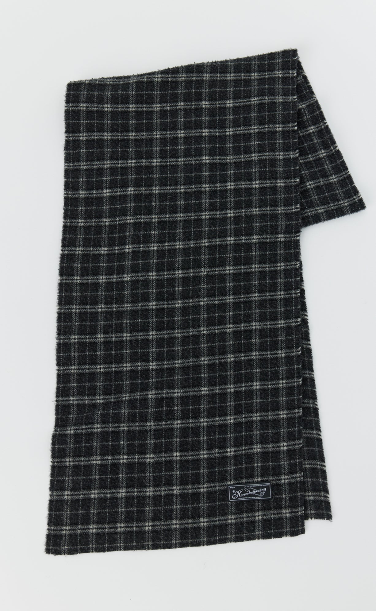 Wool Scarf - Dark Grey Check Fuzz
