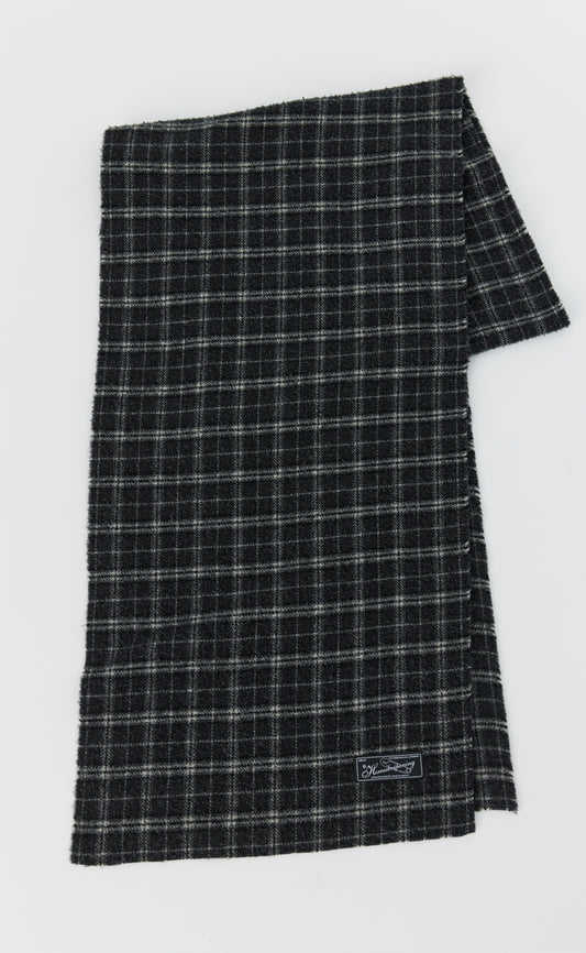 Wool Scarf - Dark Grey Check Fuzz