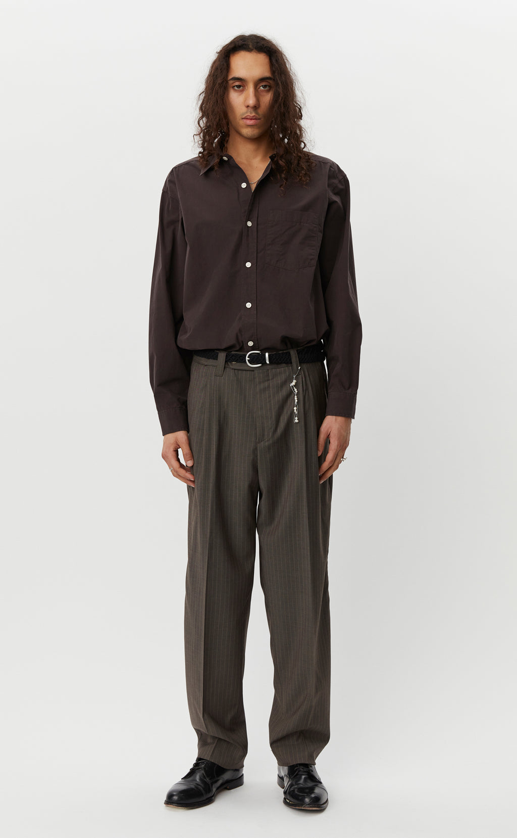 mfpen SS24 Scene Trousers - Dust Brown Stripe