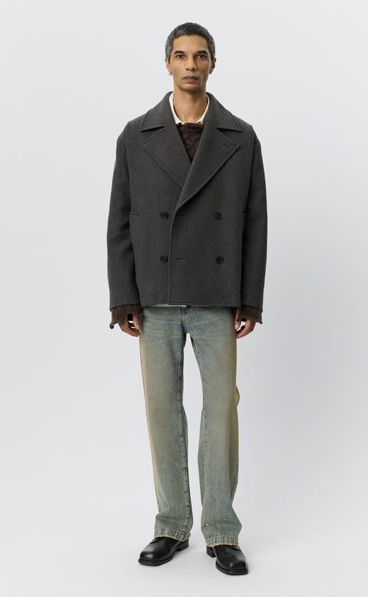 Sentence Peacoat - Ash Brown Recycled Wool