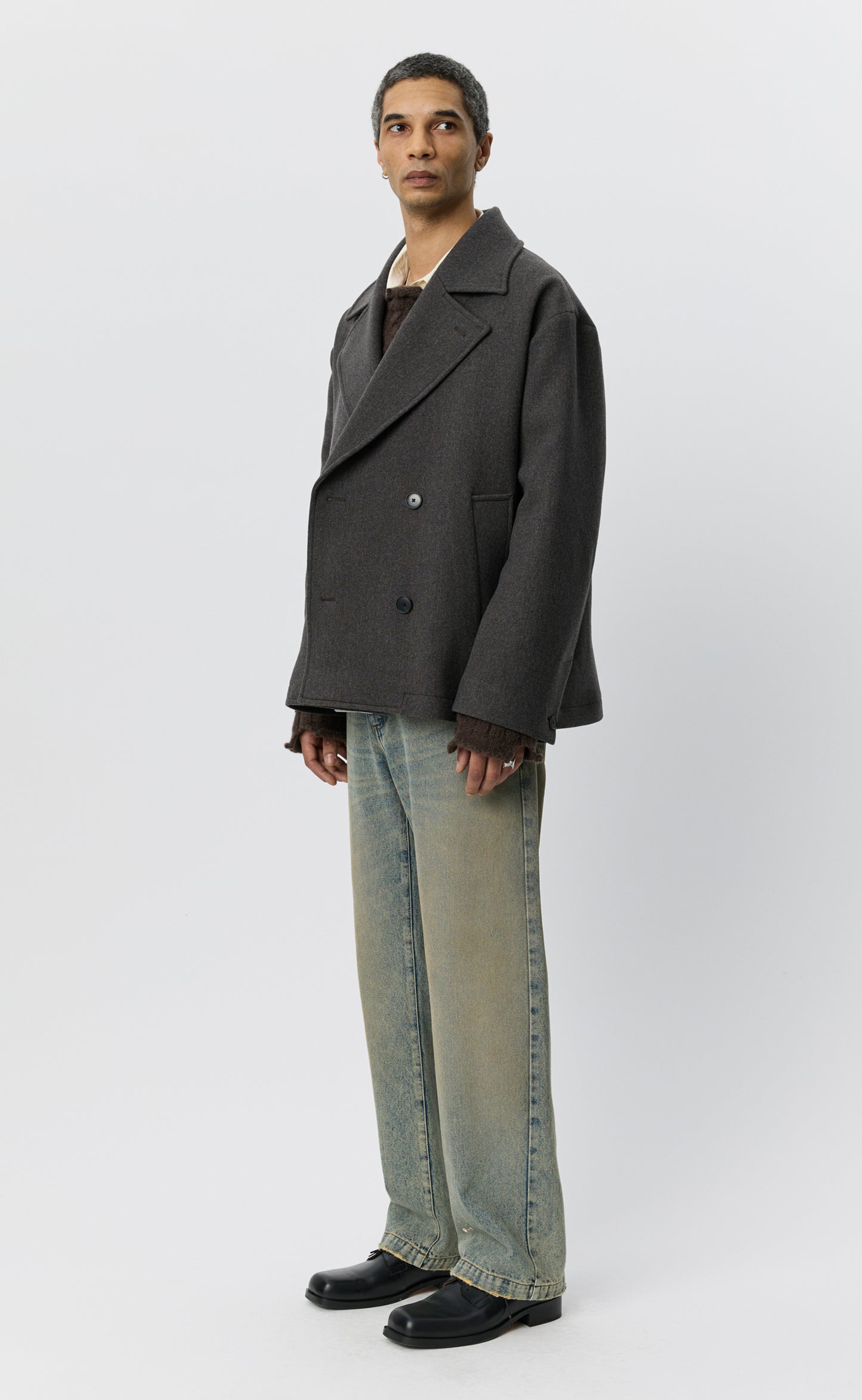 Sentence Peacoat - Ash Brown Recycled Wool
