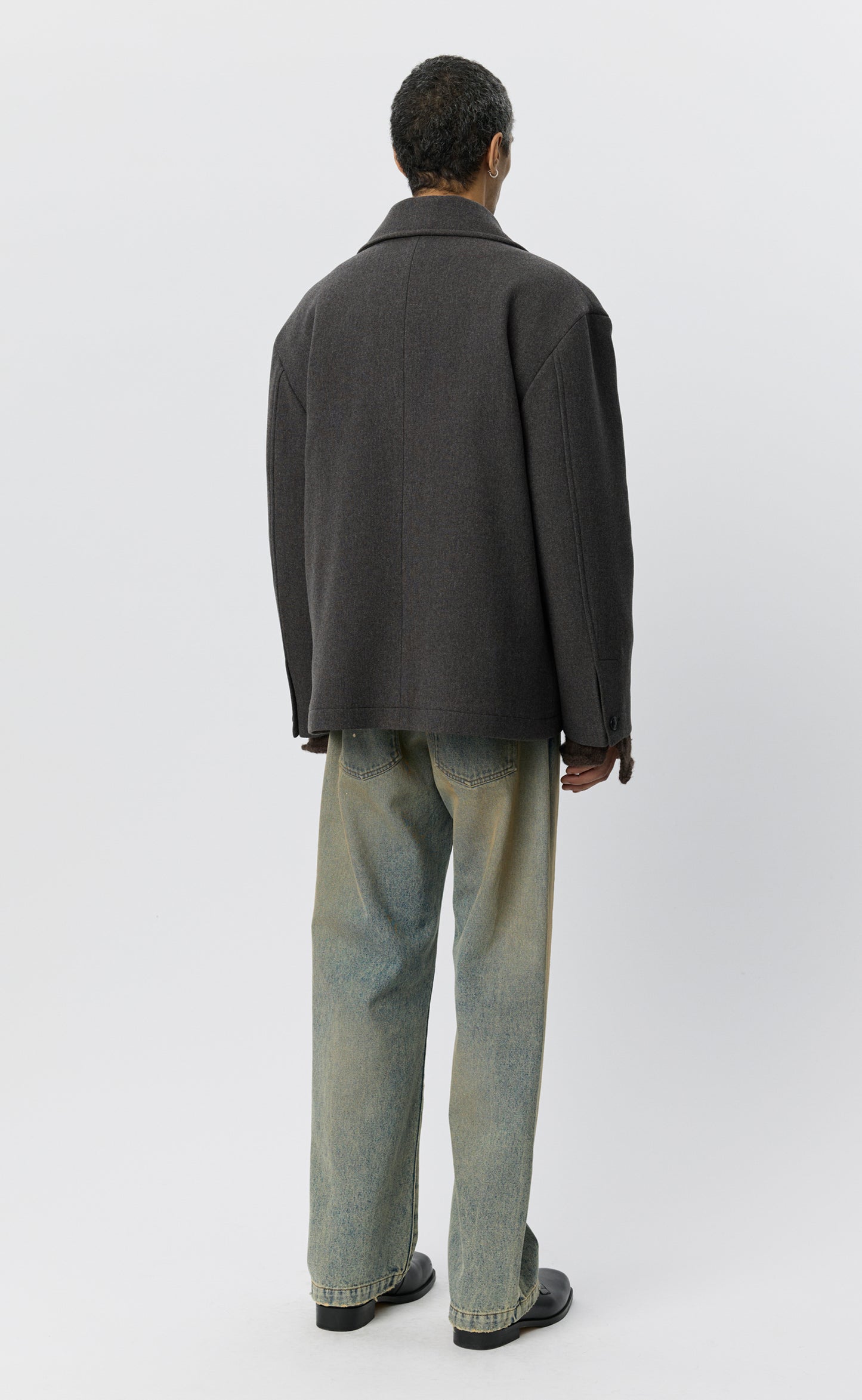 Sentence Peacoat - Ash Brown Recycled Wool