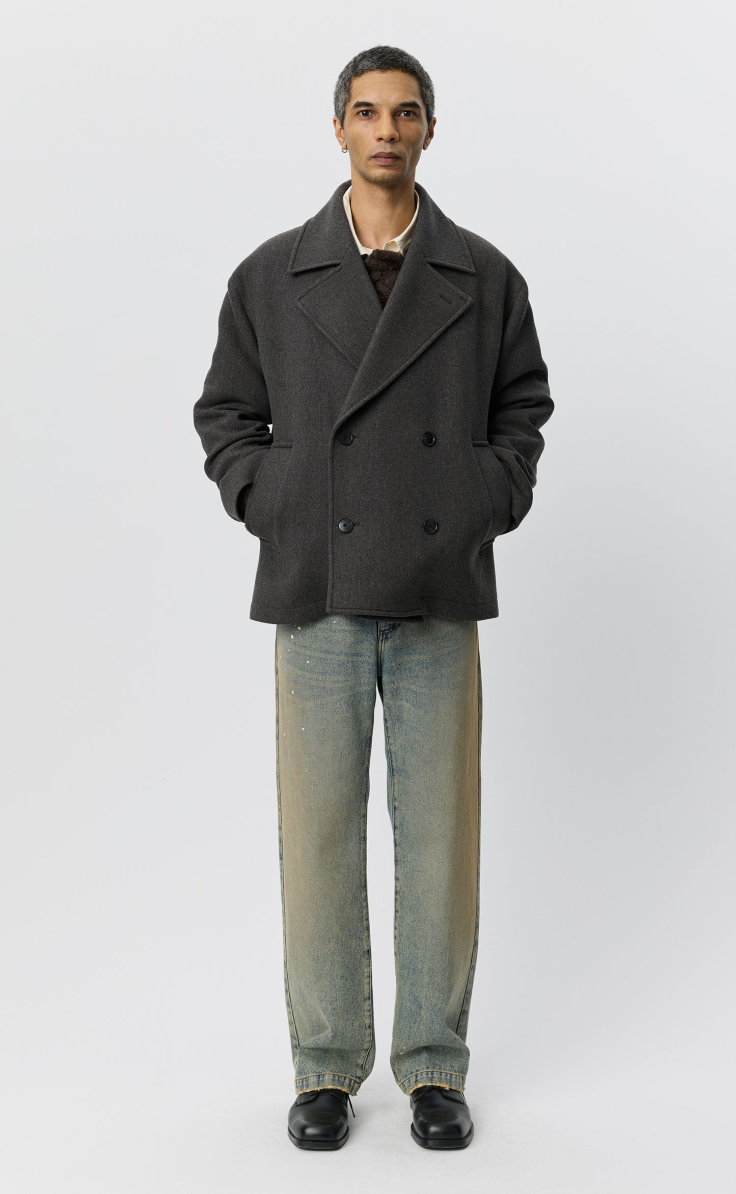 Sentence Peacoat - Ash Brown Recycled Wool