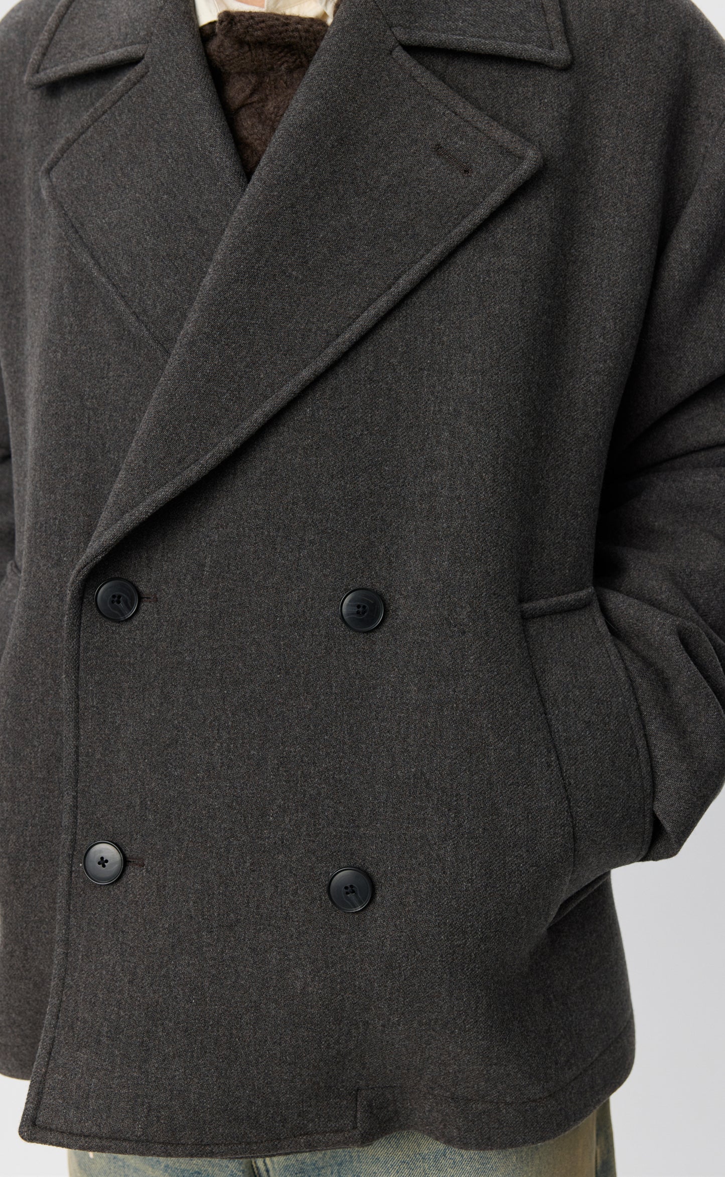 Sentence Peacoat - Ash Brown Recycled Wool