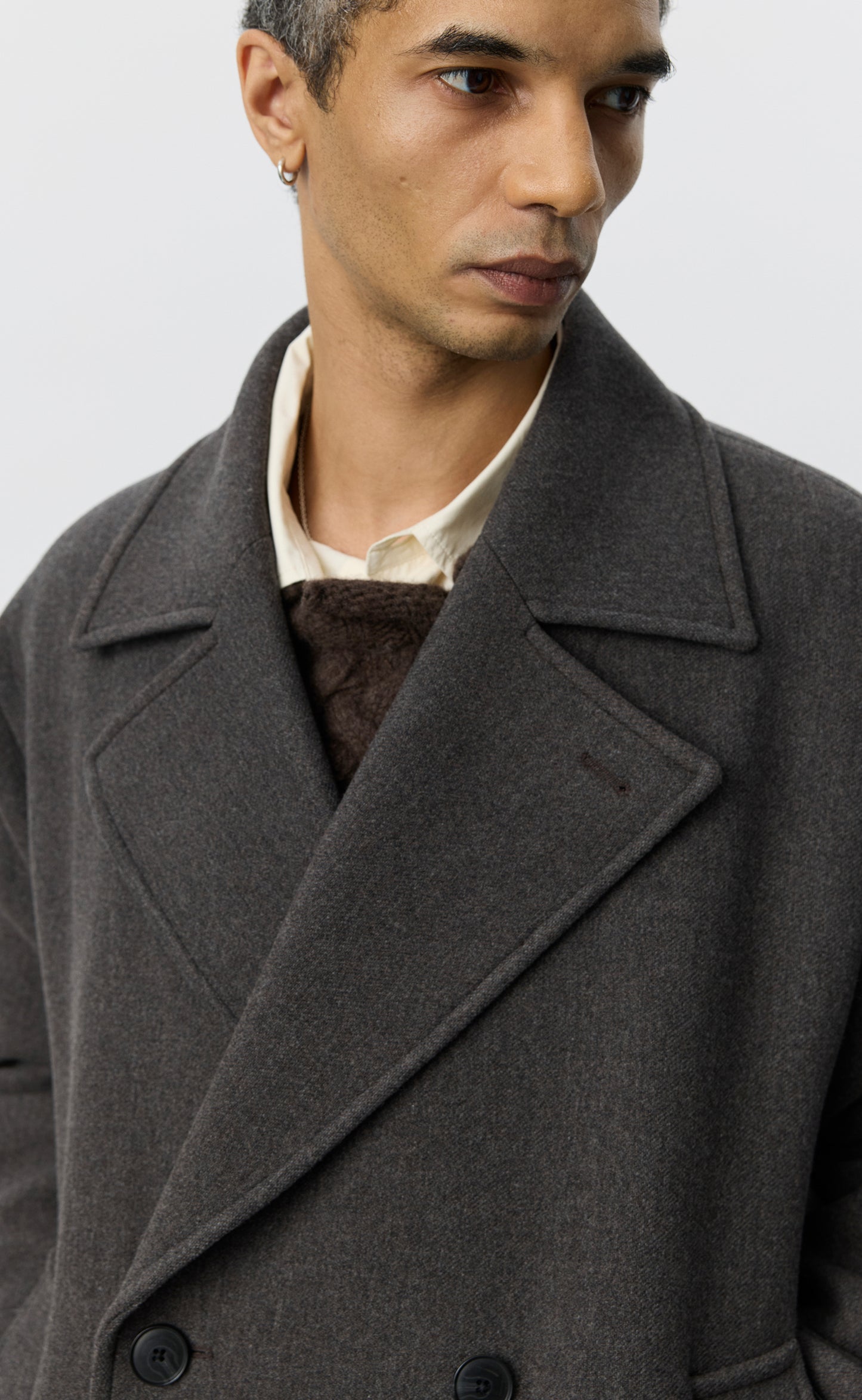 Sentence Peacoat - Ash Brown Recycled Wool