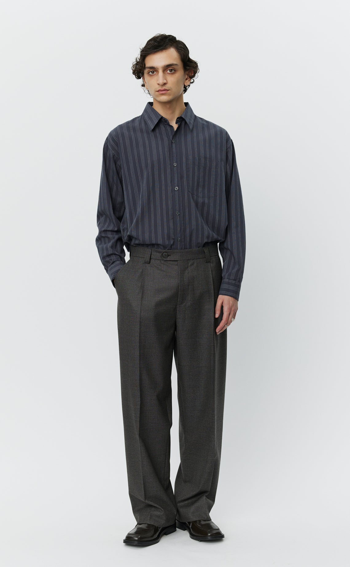 【Mfpen】SERVICE TROUSERS solidgreywool s mfpen Service Trousers (Warm Grey Twist Wool) – Bows and Arrows