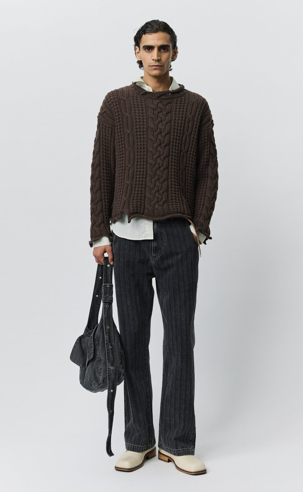 Shatter Cable Knit - Chocolate Brown Wool