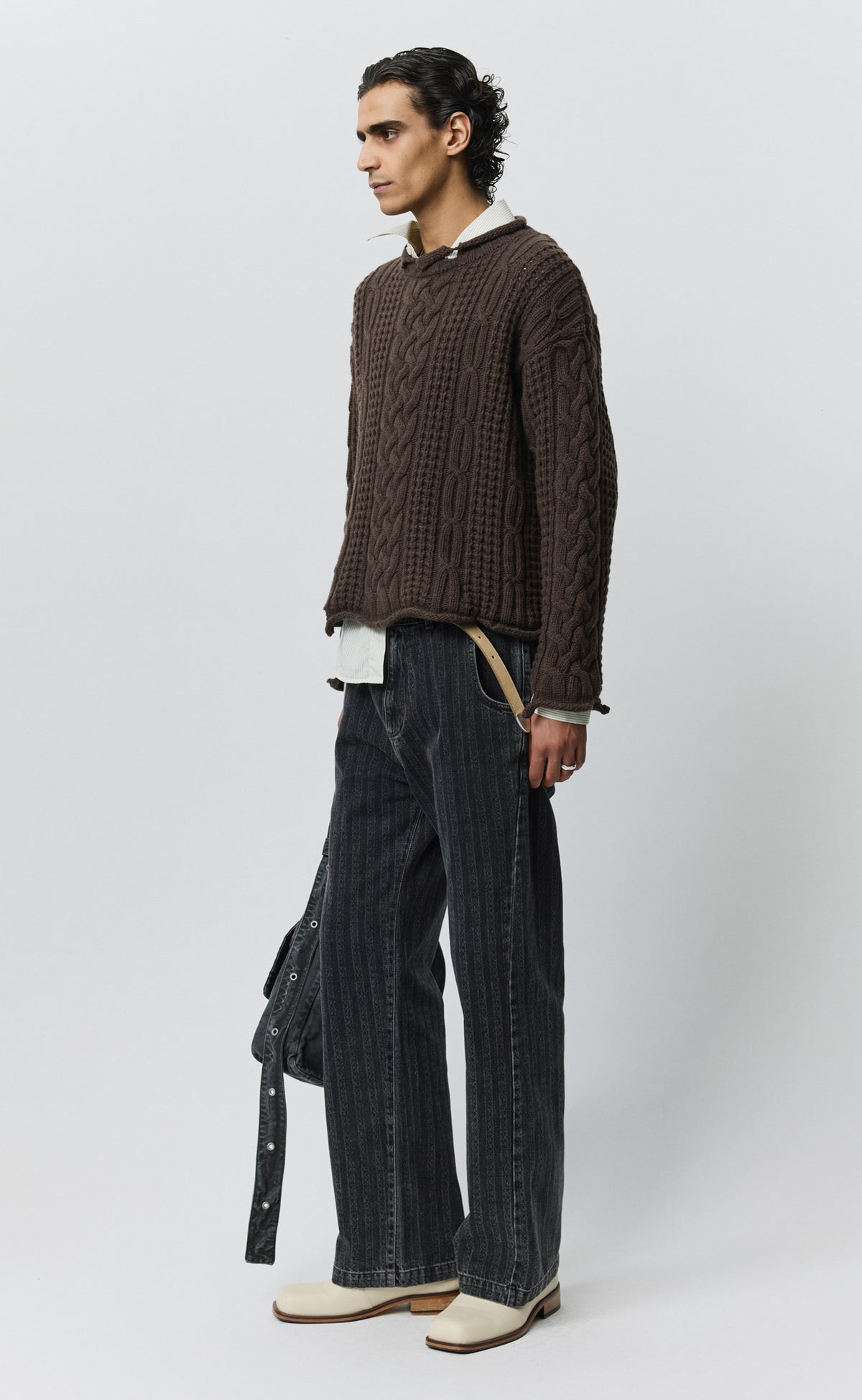 Shatter Cable Knit - Chocolate Brown Wool